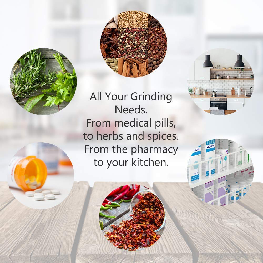 Mortar And Pestle, Sopito 18/8 Stainless Steel Spice Grinder Pill Crusher With Lid For Crushing Grinding Ergonomic Design With A